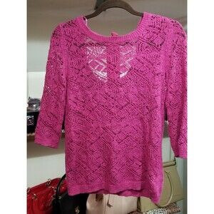 LC Lauren Conrad Womens Raspberry Open Knit Sweater Size Small